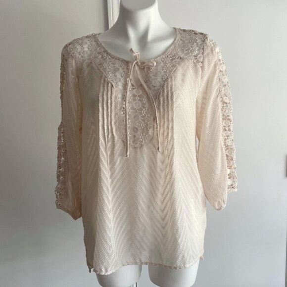 Ivory Boho Blouse by Bila, Size Small - Picture 1 of 8